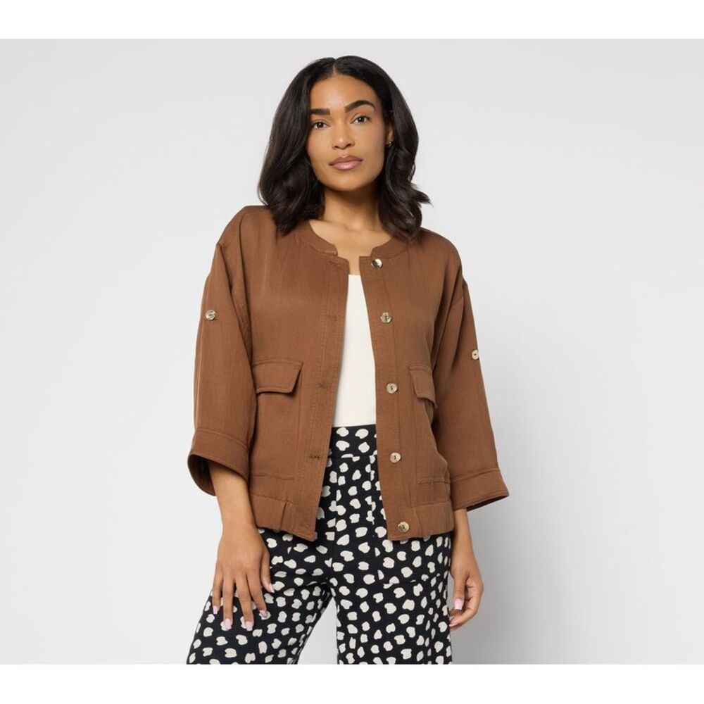 Susan Graver Women's Jacket Sz M Make Your Selection: Drapey Brown